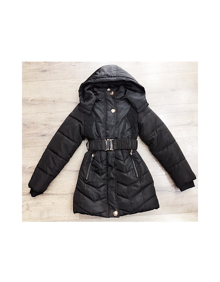 girls black belted coat